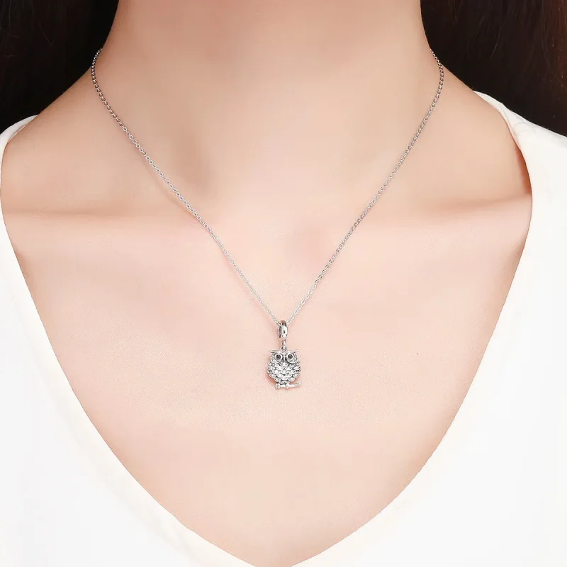 (image for) Pandora Style Silver Lovely Owl Dangle - SCC949 - View 5