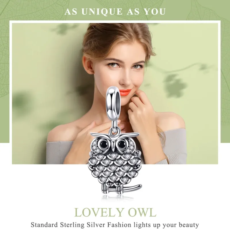 (image for) Pandora Style Silver Lovely Owl Dangle - SCC949 - View 6
