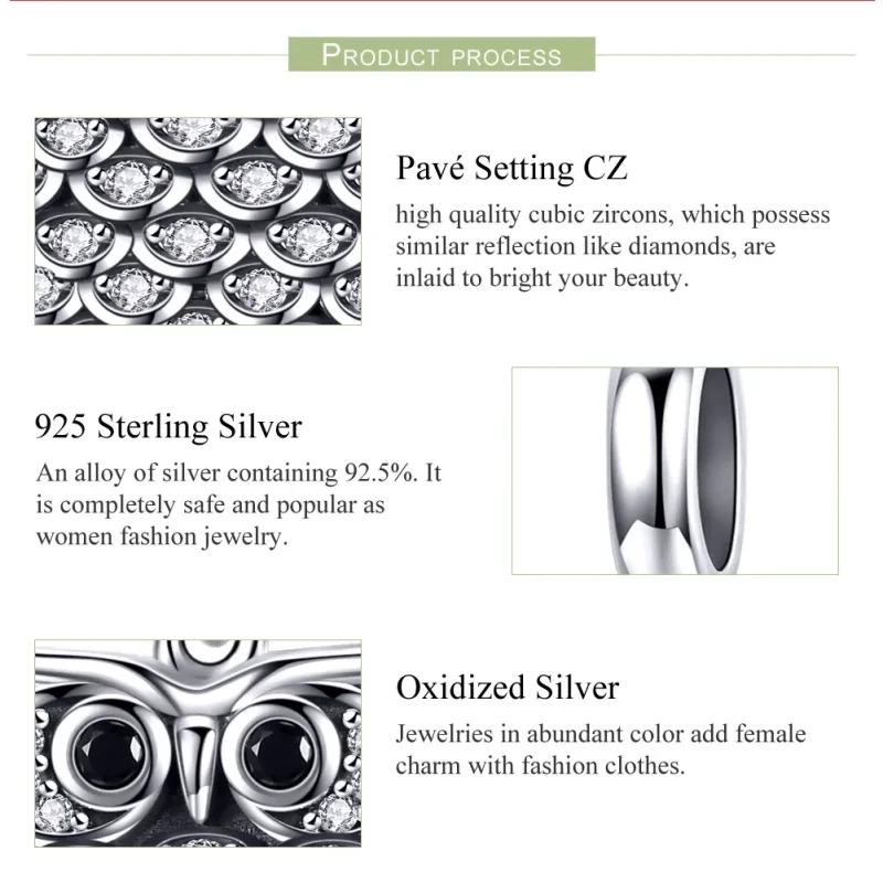 (image for) Pandora Style Silver Lovely Owl Dangle - SCC949 - View 7