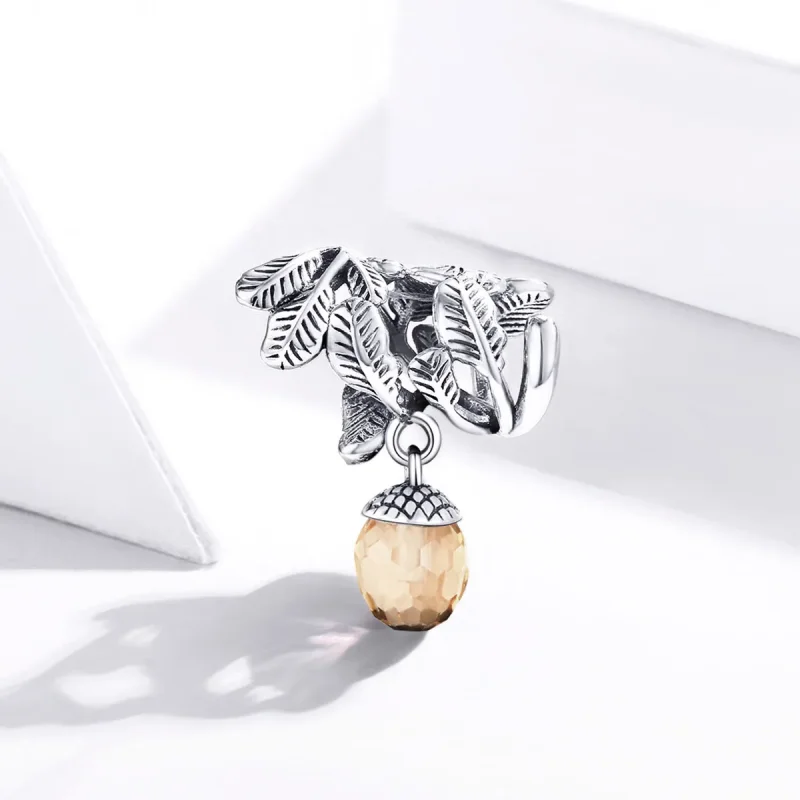(image for) Pandora Style Silver Lucky Pine Cone Dangle - BSC336 - View 2