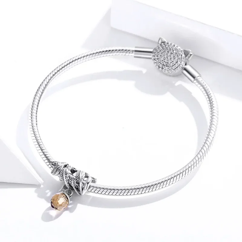 (image for) Pandora Style Silver Lucky Pine Cone Dangle - BSC336 - View 3