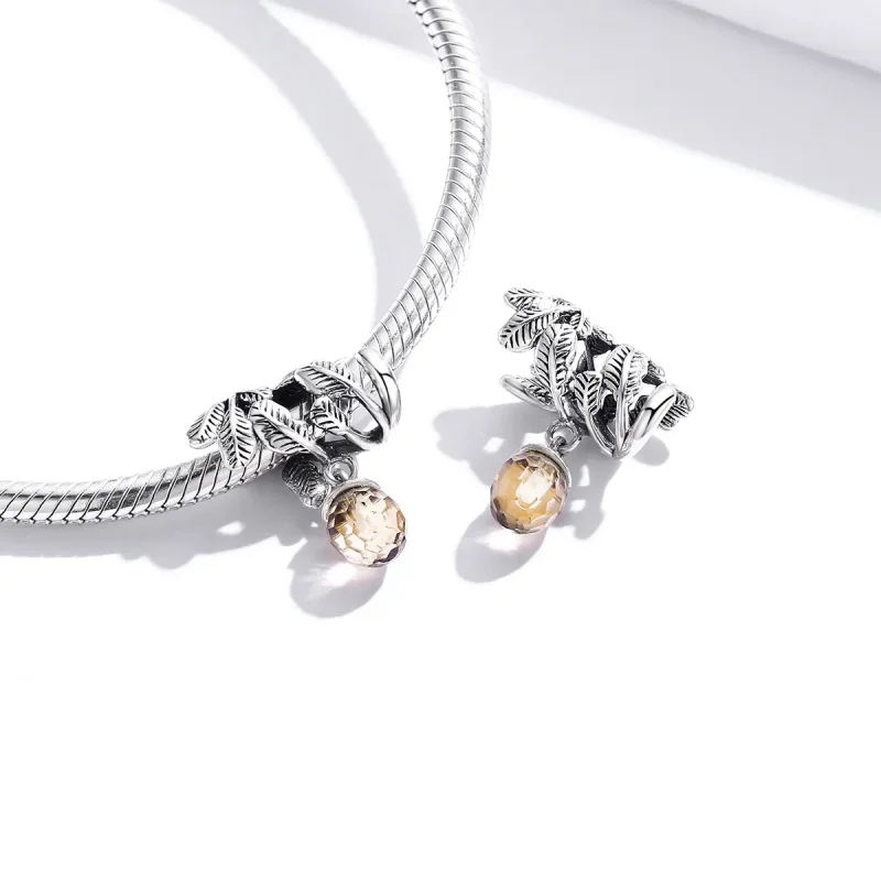 (image for) Pandora Style Silver Lucky Pine Cone Dangle - BSC336 - View 4