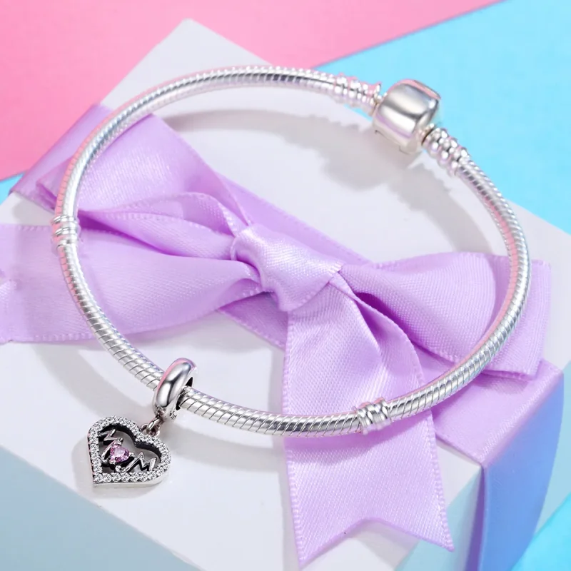 (image for) Pandora Style Silver Mom Heart Dangle - SCC392 - View 4