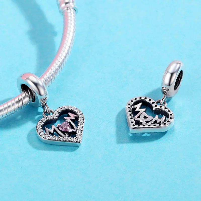 (image for) Pandora Style Silver Mom Heart Dangle - SCC392 - View 5