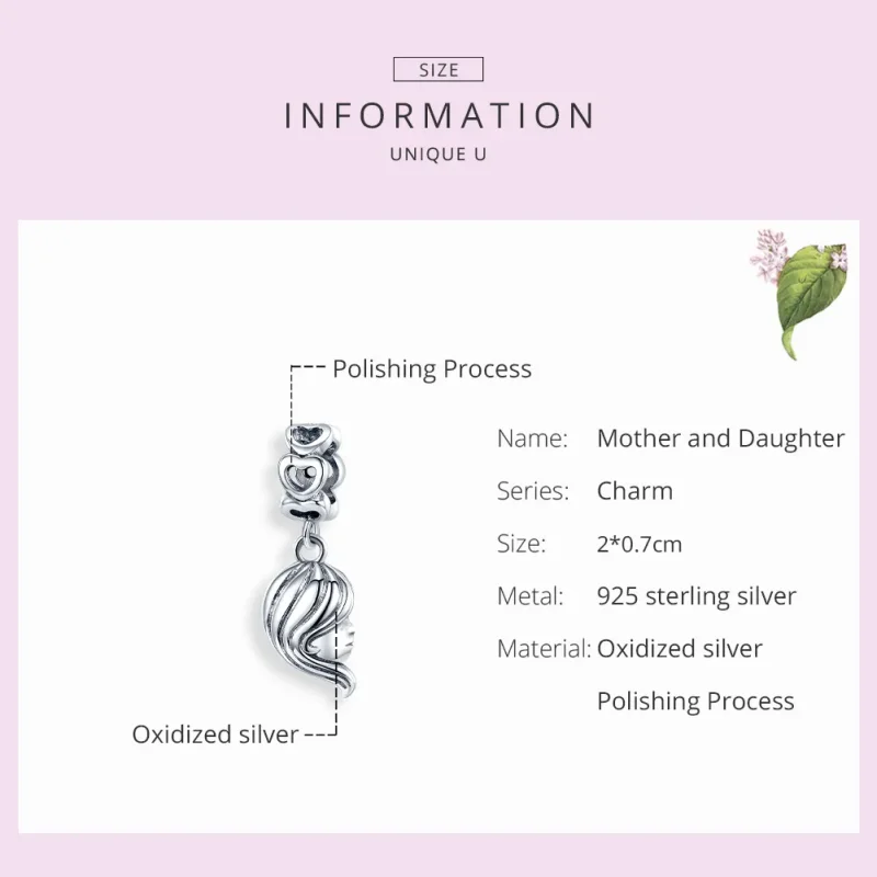 (image for) Pandora Style Silver Mother And Daughter Dangle - BSC275 - View 7