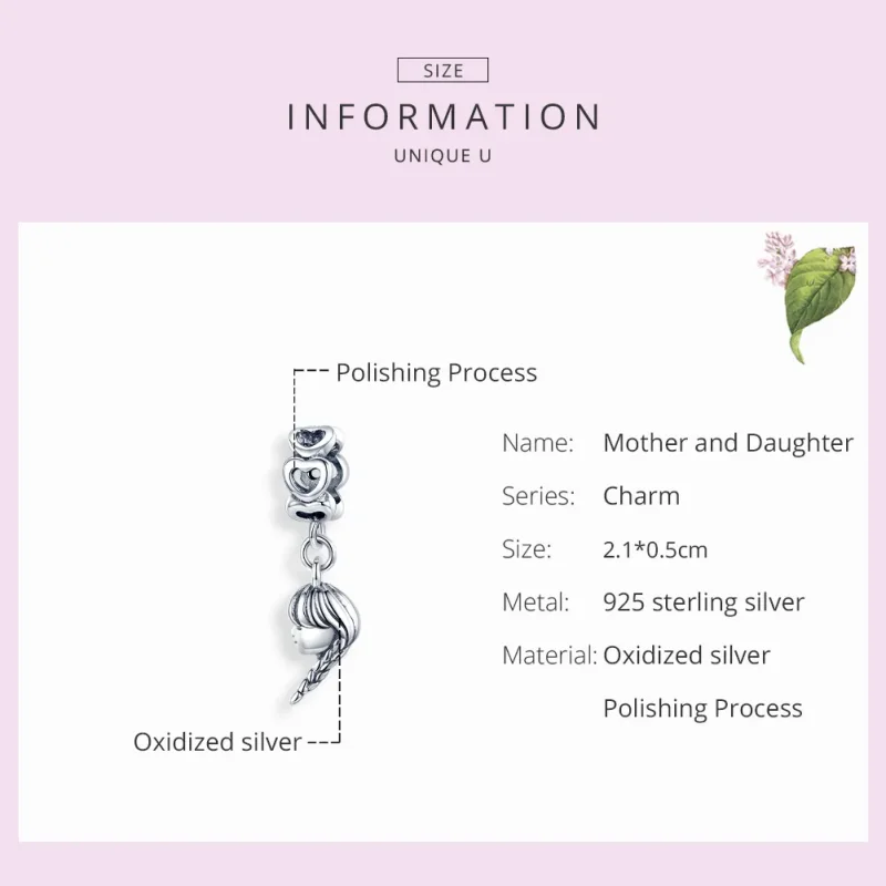 (image for) Pandora Style Silver Mother And Daughter Dangle - BSC276 - View 7