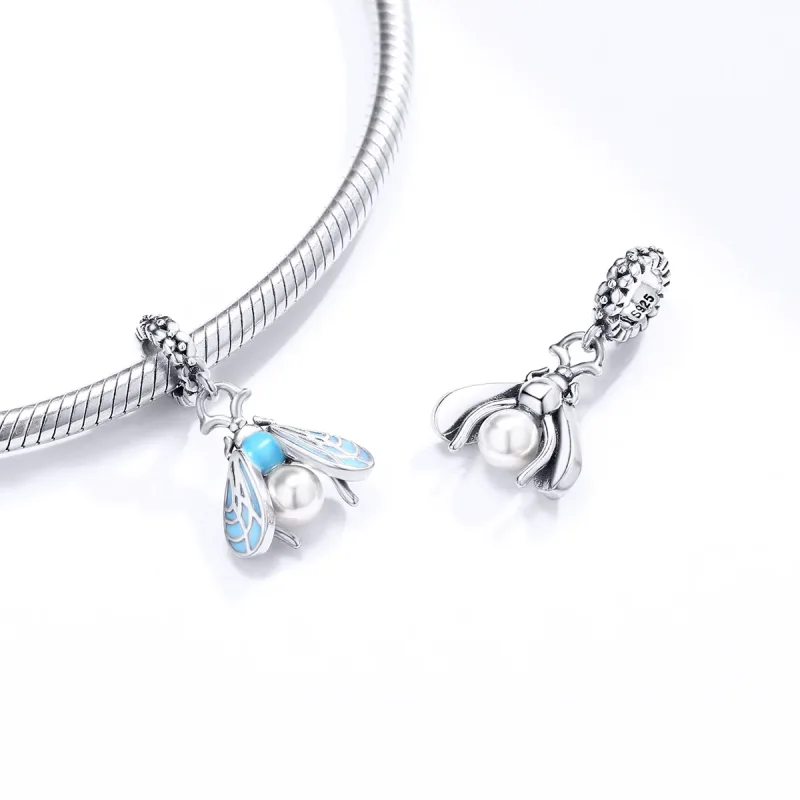 (image for) Pandora Style Silver Moths Dangle - SCC1479 - View 4