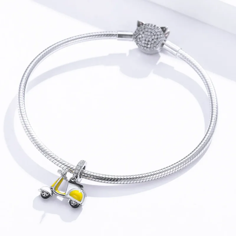 (image for) Pandora Style Silver Motorcycle Dangle - BSC136 - View 3