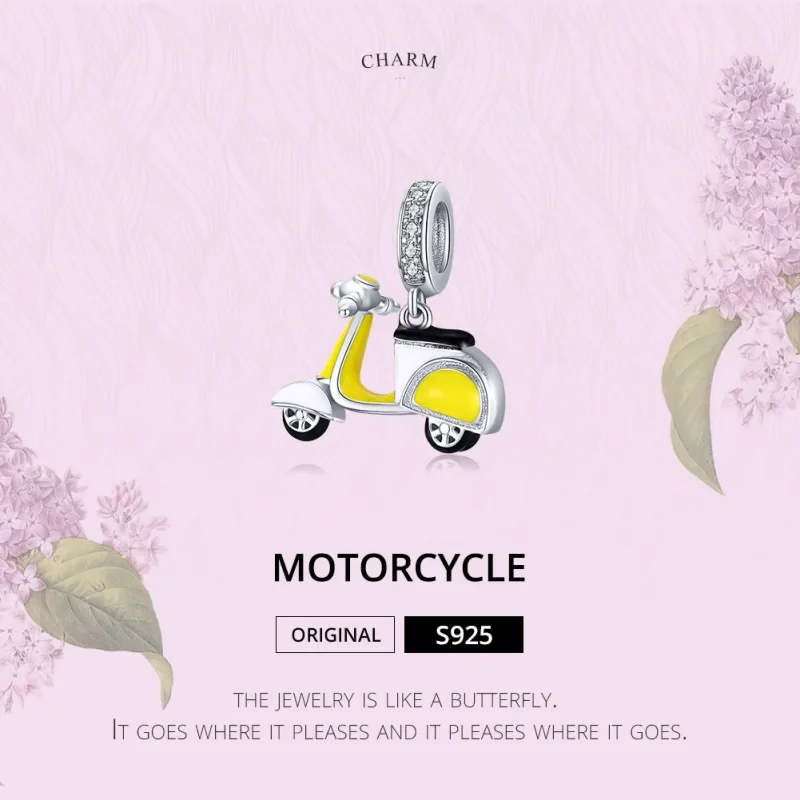 (image for) Pandora Style Silver Motorcycle Dangle - BSC136 - View 6
