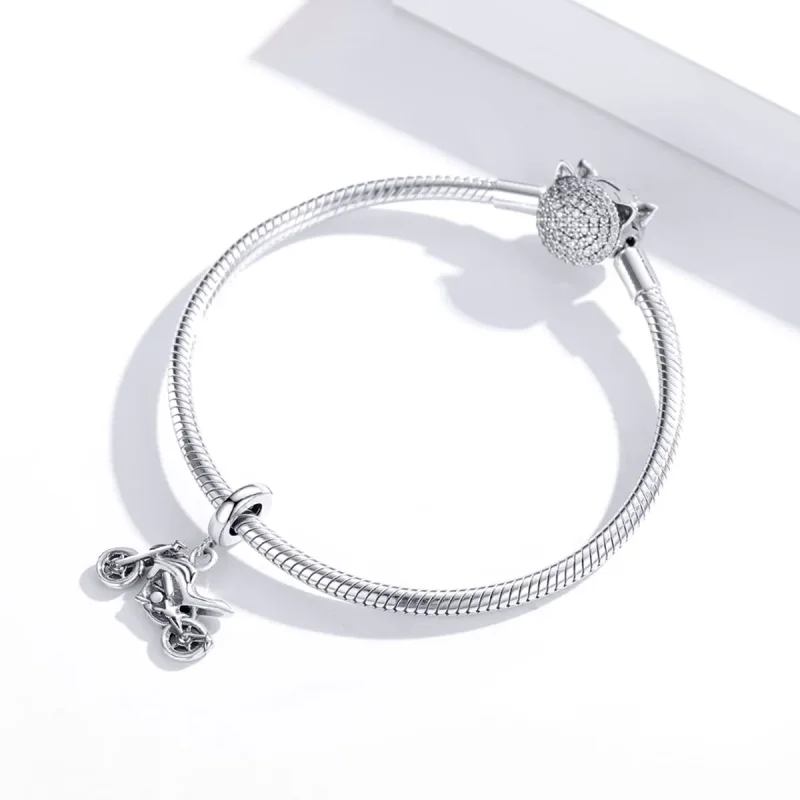 (image for) Pandora Style Silver Motorcycle Dangle - SCC1712 - View 3