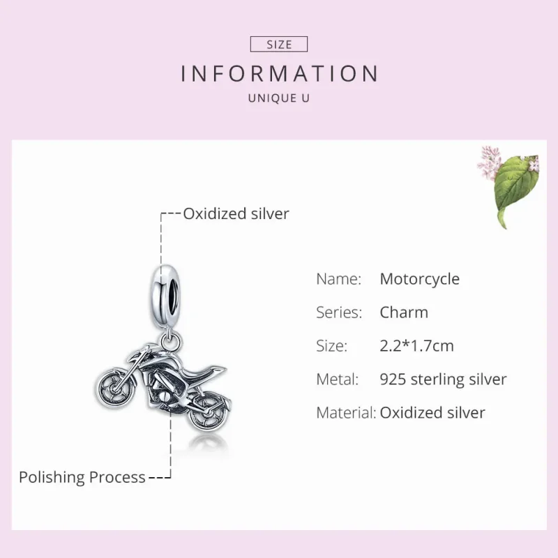 (image for) Pandora Style Silver Motorcycle Dangle - SCC1712 - View 6