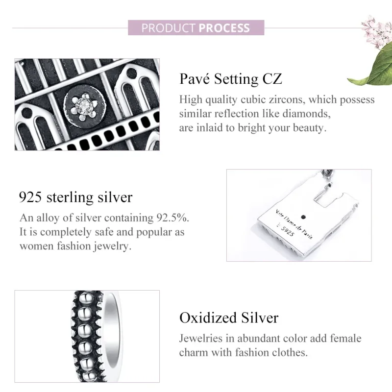 (image for) Pandora Style Silver Notre Dame De Paris Dangle - SCC1328 - View 8