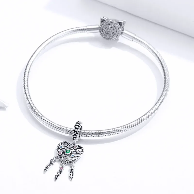 (image for) Pandora Style Silver Openwork Family Tree Heart Dangle - SCC1445 - View 3