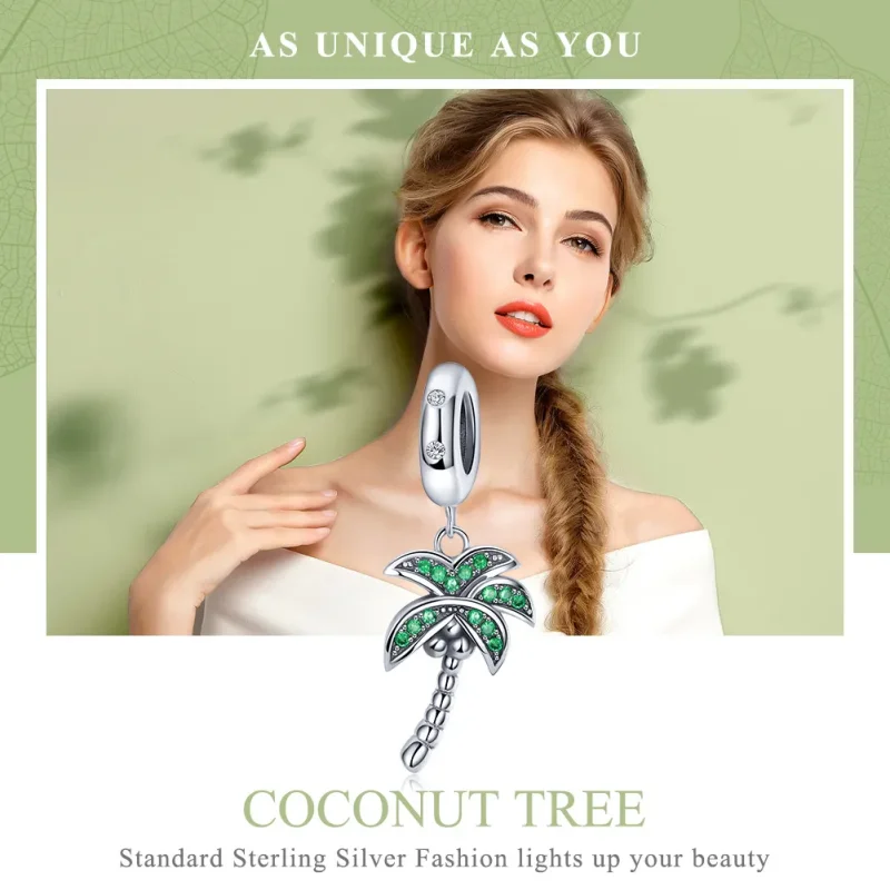 (image for) Pandora Style Silver Palm Tree Dangle - SCC697 - View 6