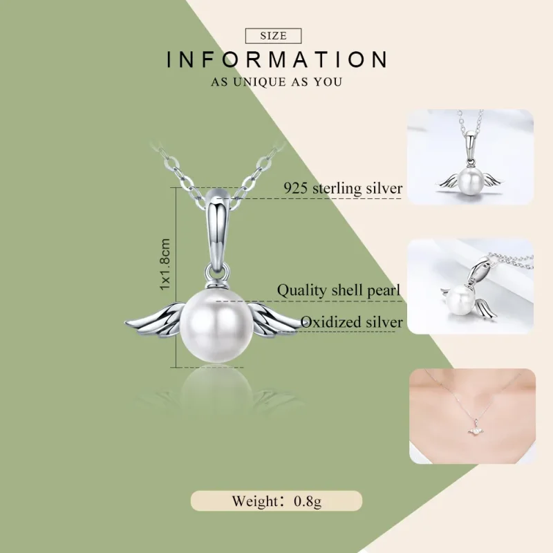 (image for) Pandora Style Silver Pearl Angel Wings Dangle - SCC381 - View 7