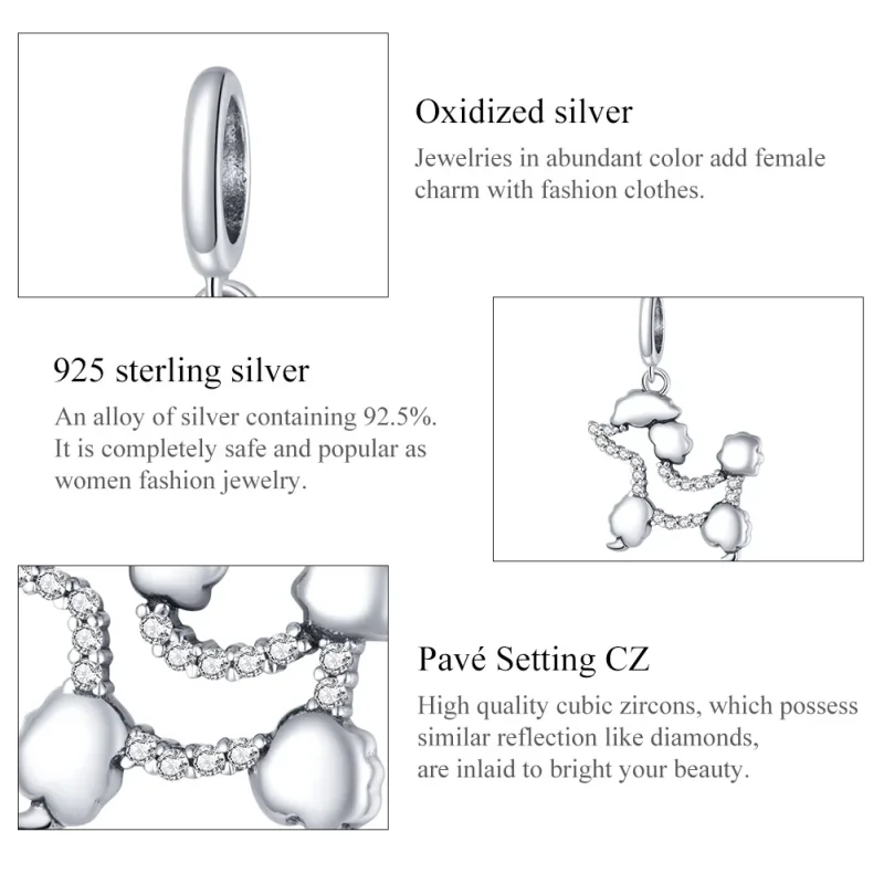 (image for) Pandora Style Silver Poodle Silhouette Dangle - SCC1681 - View 7