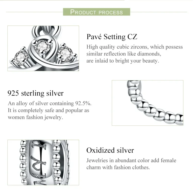 (image for) Pandora Style Silver Princess Crown Dangle - SCC739 - View 7