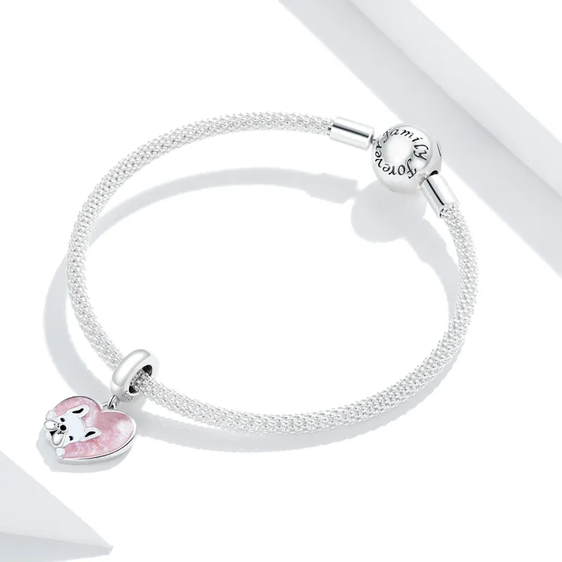 (image for) Pandora Style Silver Puppy With Love Dangle - BSC360 - View 3