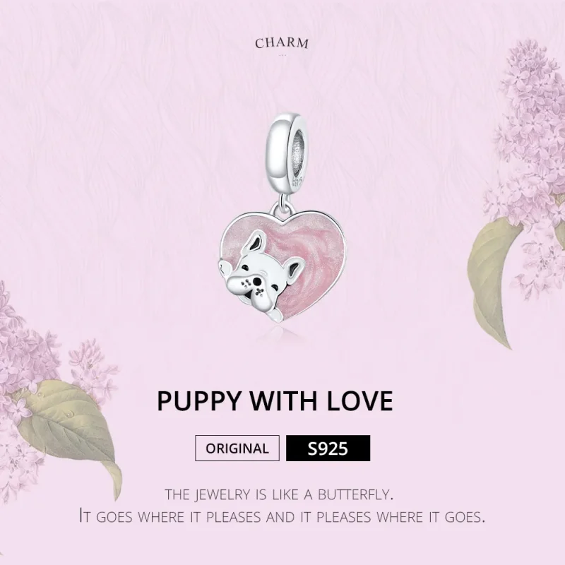 (image for) Pandora Style Silver Puppy With Love Dangle - BSC360 - View 6