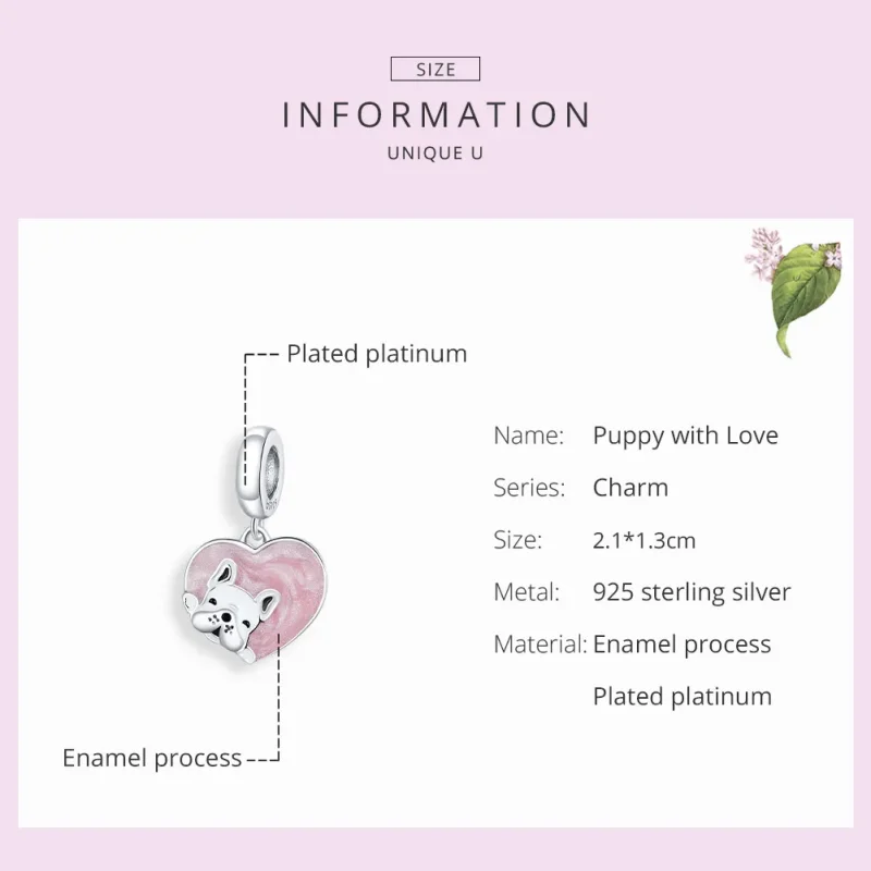 (image for) Pandora Style Silver Puppy With Love Dangle - BSC360 - View 7