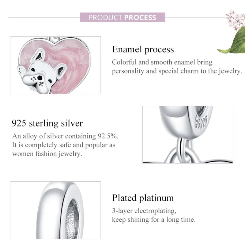 (image for) Pandora Style Silver Puppy With Love Dangle - BSC360 - View 8