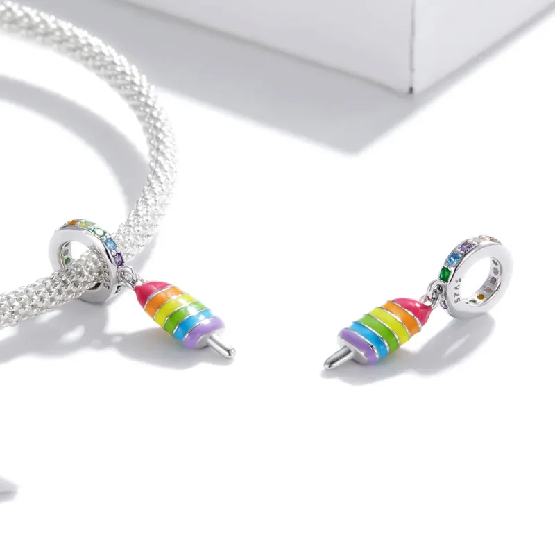 (image for) Pandora Style Silver Rainbow Ice Cream Dangle - BSC351 - View 3