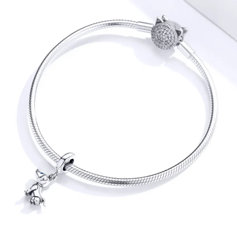(image for) Pandora Style Silver Robot Dog Dangle - SCC1468 - View 3