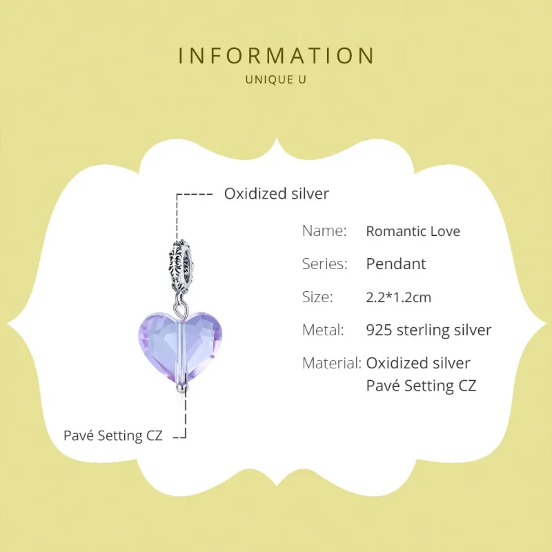 (image for) Pandora Style Silver Romatic Love Dangle - SCC1816 - View 6