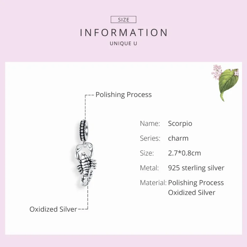 (image for) Pandora Style Silver Scorpio Dangle - SCC1329 - View 7