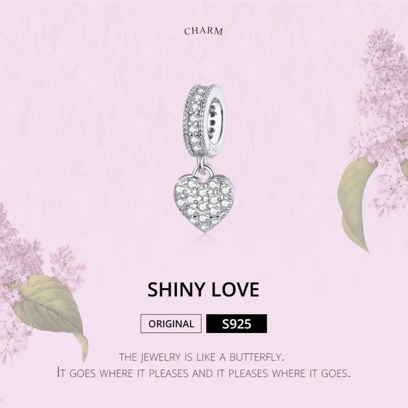 (image for) Pandora Style Silver Shiny Love Dangle - BSC211 - View 5
