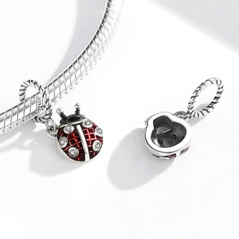 (image for) Pandora Style Silver Six-Star Ladybug Dangle - SCC1874 - View 3