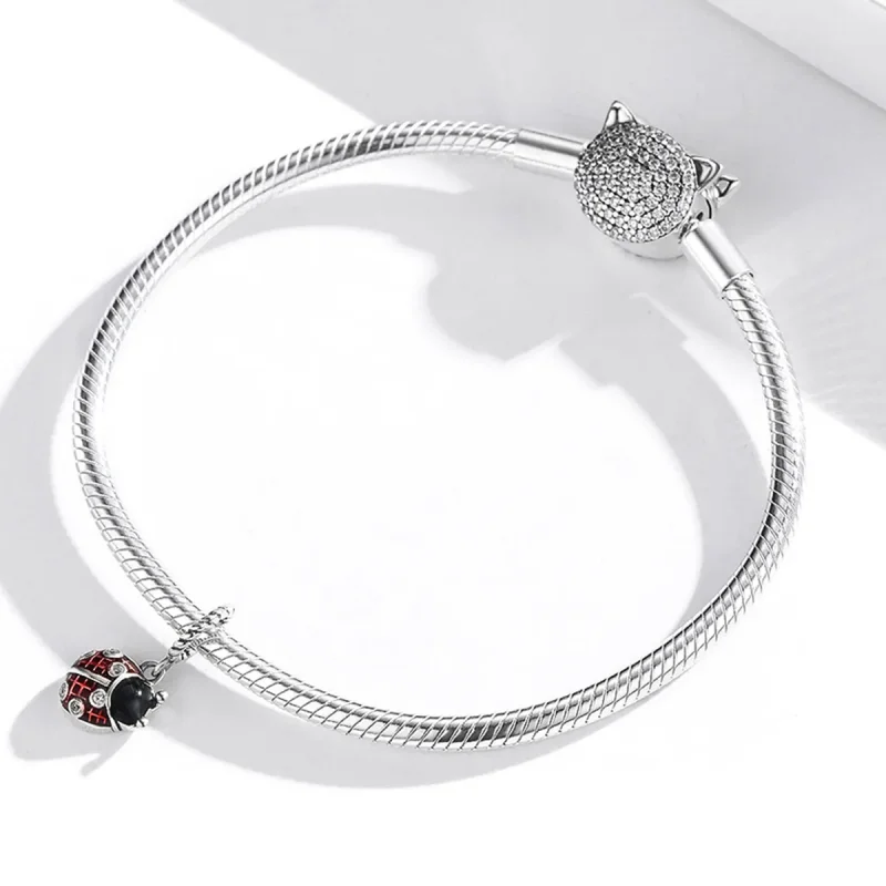 (image for) Pandora Style Silver Six-Star Ladybug Dangle - SCC1874 - View 4