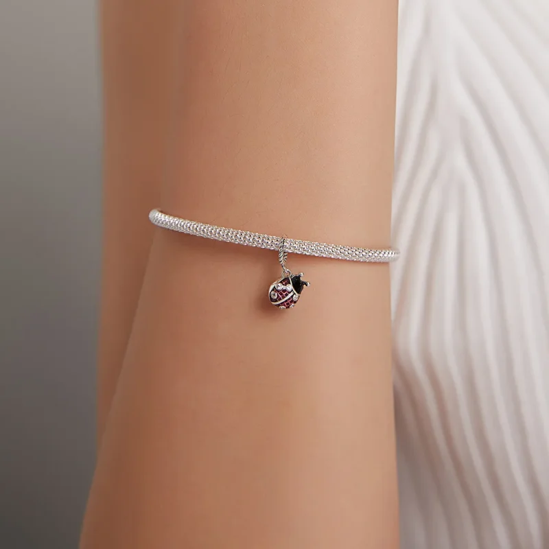 (image for) Pandora Style Silver Six-Star Ladybug Dangle - SCC1874 - View 5