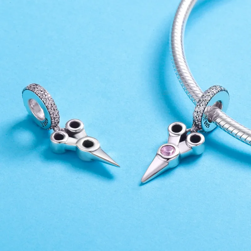 (image for) Pandora Style Silver Small Hair Stylist Scissors Dangle - SCC656 - View 5