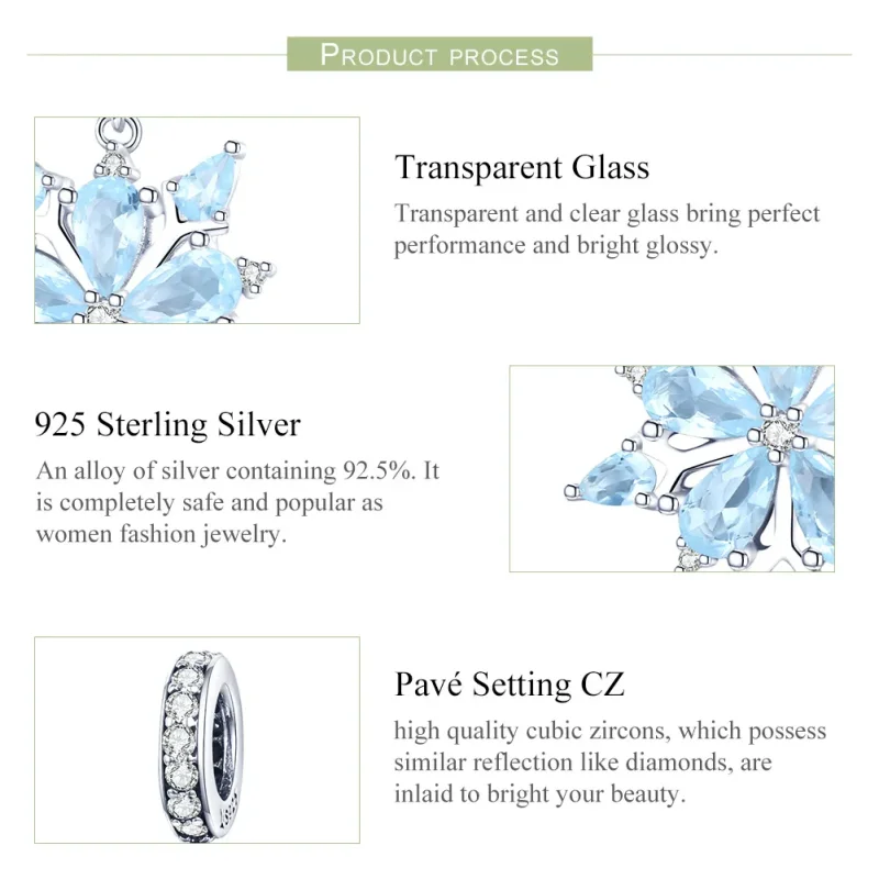 (image for) Pandora Style Silver Snowflakes Dangle - SCC940 - View 7