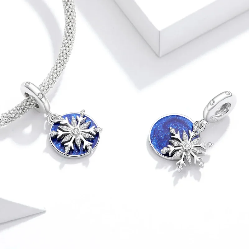 (image for) Pandora Style Silver Snowy Night Sky Dangle - BSC367 - View 4