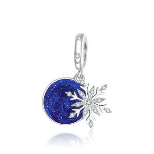 (image for) Pandora Style Silver Snowy Night Sky Dangle - BSC367