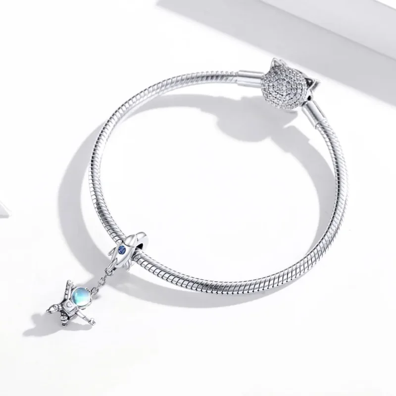 (image for) Pandora Style Silver Spaceship & Astronaut Dangle - SCC1695 - View 3