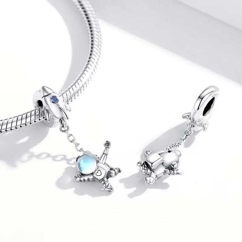 (image for) Pandora Style Silver Spaceship & Astronaut Dangle - SCC1695 - View 4