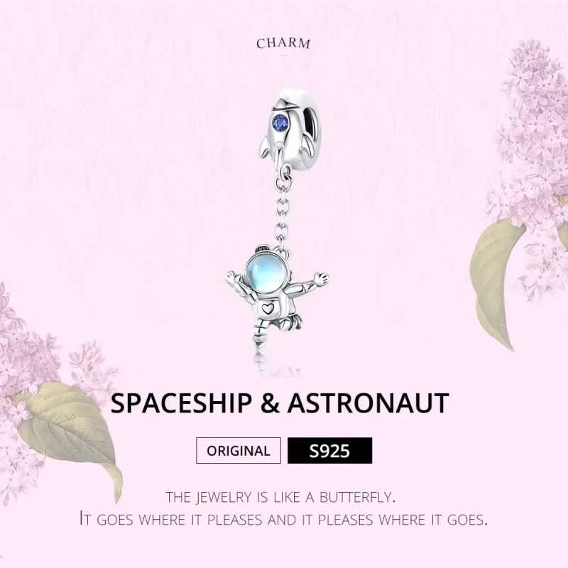 (image for) Pandora Style Silver Spaceship & Astronaut Dangle - SCC1695 - View 6