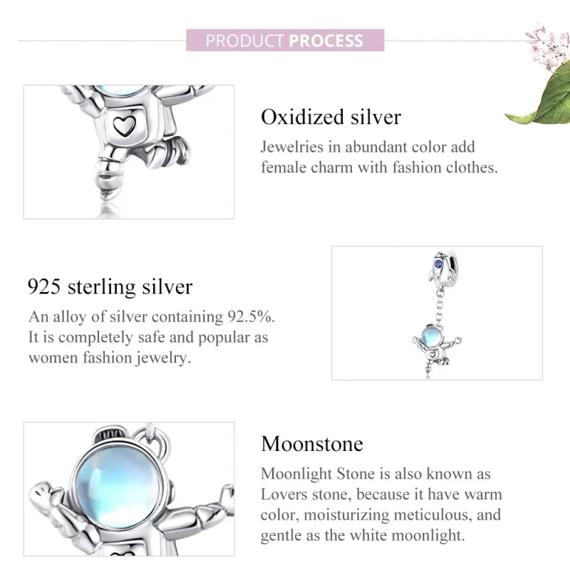 (image for) Pandora Style Silver Spaceship & Astronaut Dangle - SCC1695 - View 8
