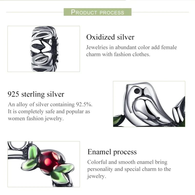 (image for) Pandora Style Silver Spring Bird Dangle - SCC645 - View 6