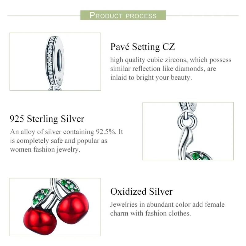 (image for) Pandora Style Silver Summer Cherries Dangle - SCC784 - View 7