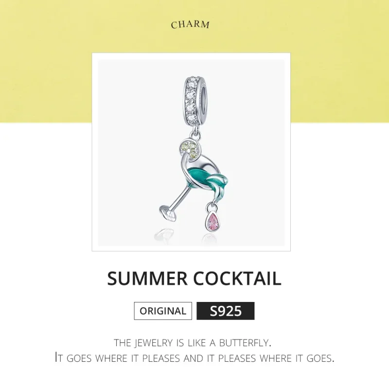 (image for) Pandora Style Silver Summer Cocktail Dangle - BSC262 - View 6