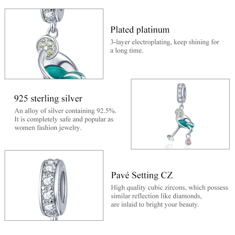(image for) Pandora Style Silver Summer Cocktail Dangle - BSC262 - View 7