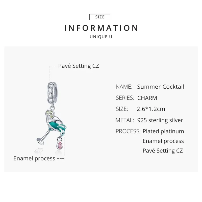 (image for) Pandora Style Silver Summer Cocktail Dangle - BSC262 - View 8