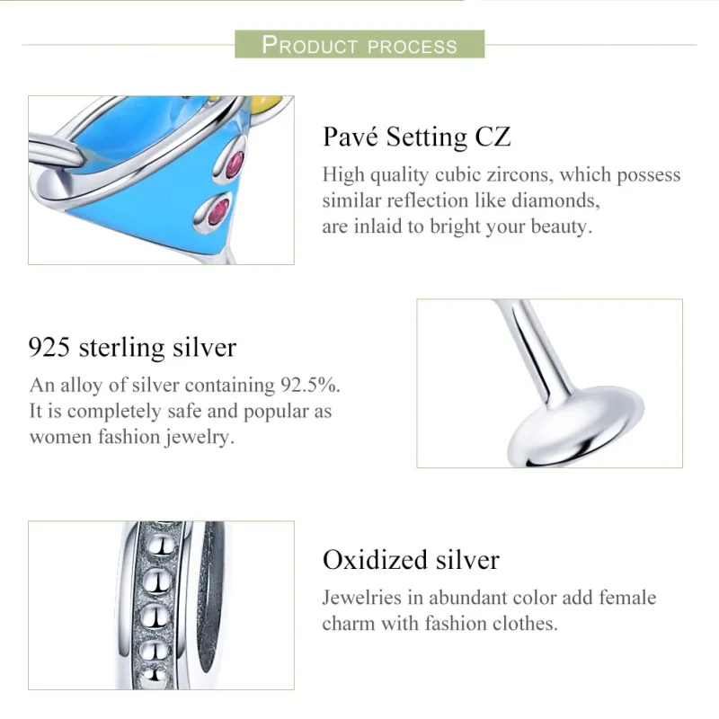 (image for) Pandora Style Silver Summer Cold Drinks Dangle - SCC698 - View 6