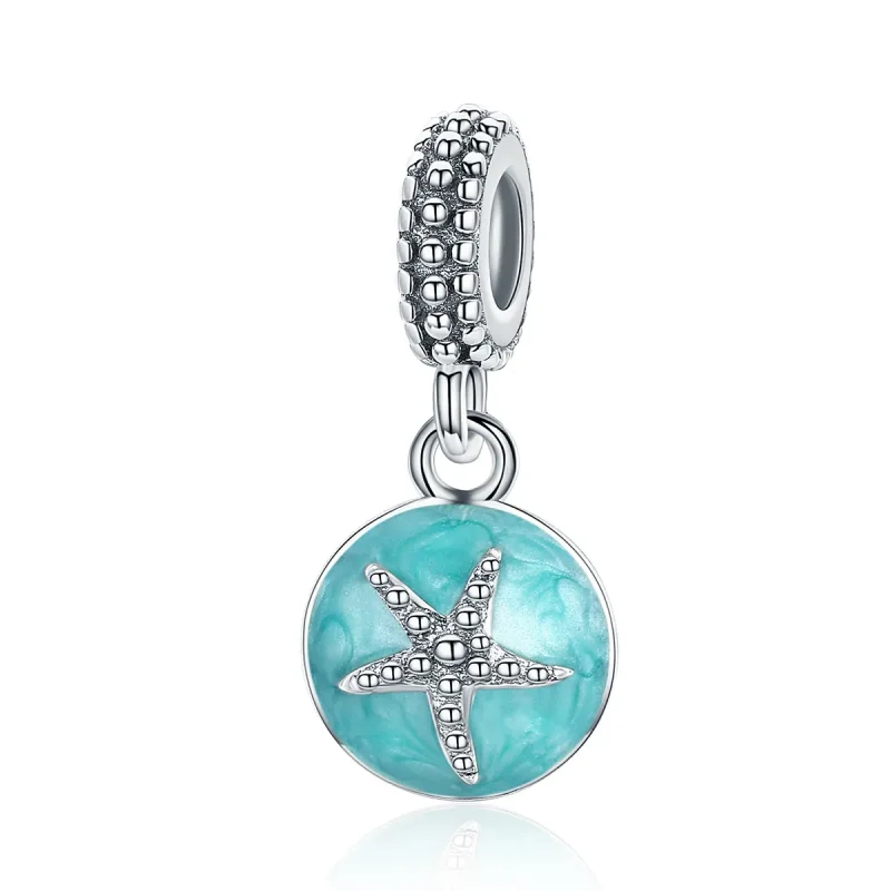 (image for) Pandora Style Silver Summer Style Blue Sea Dangle - SCC136 - View 2