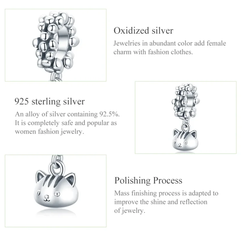 (image for) Pandora Style Silver Swing The Kitten Dangle - SCC1871 - View 8