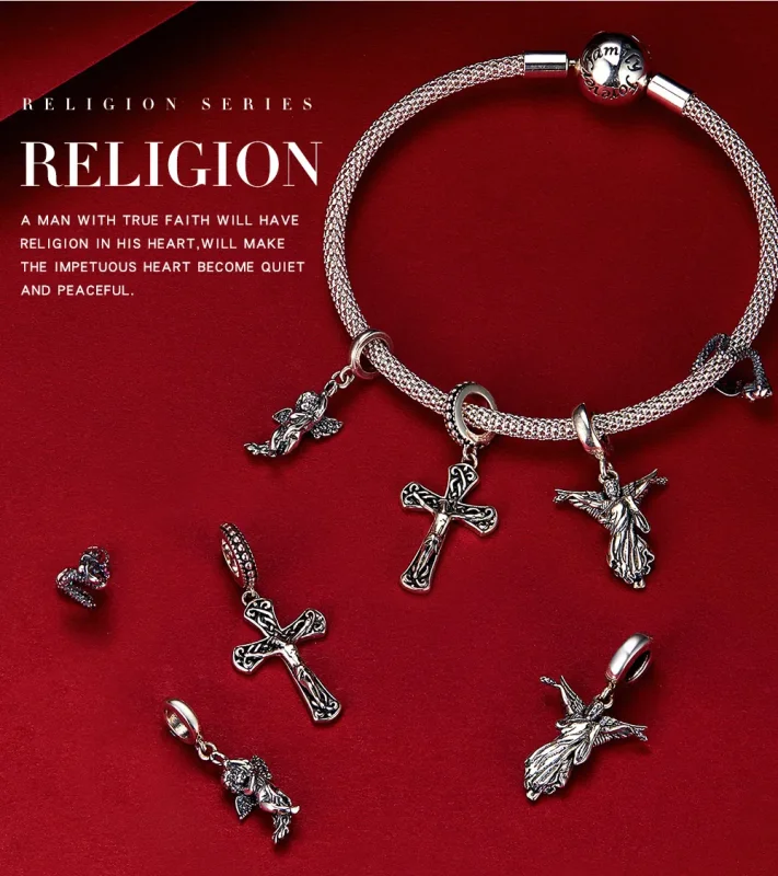 (image for) Pandora Style Silver The Cross of Jesus Dangle - SCC1407 - View 7